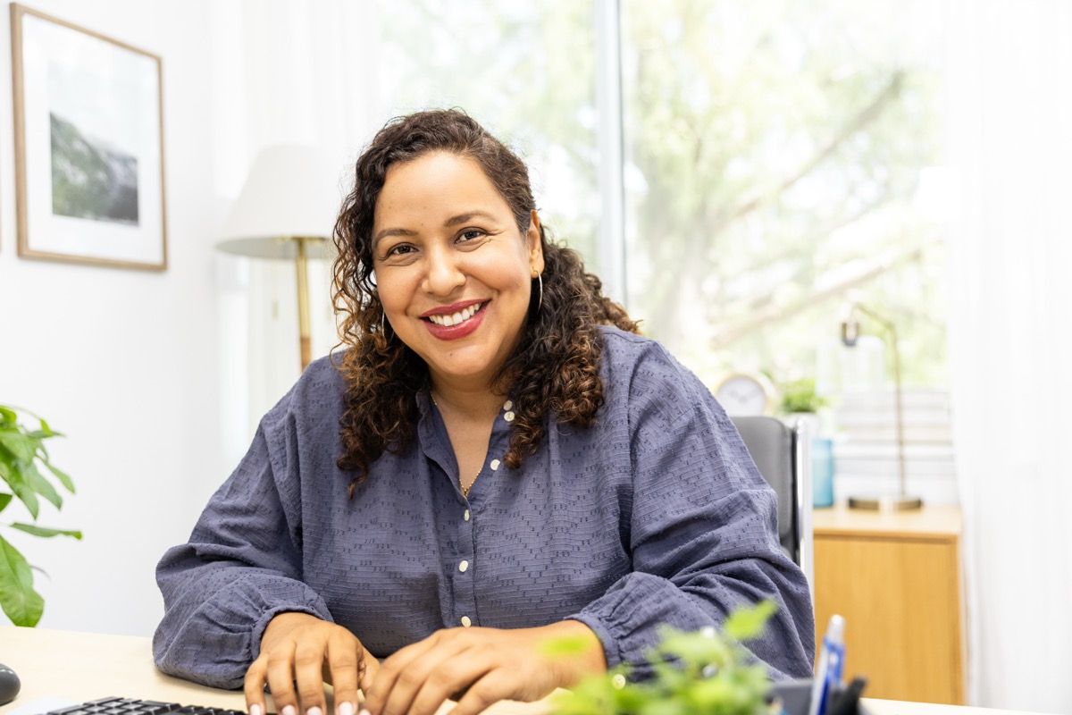 A school counselor at her desk